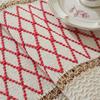 Boho Häkel-Tischläufer, Handgefertigtes Spitzen-Streifendesign, Gewebtes Rechteckiges Polyester-Tischdekor für Zuhause und Restaurant, Weihnachtsfeiertagsdekoration
