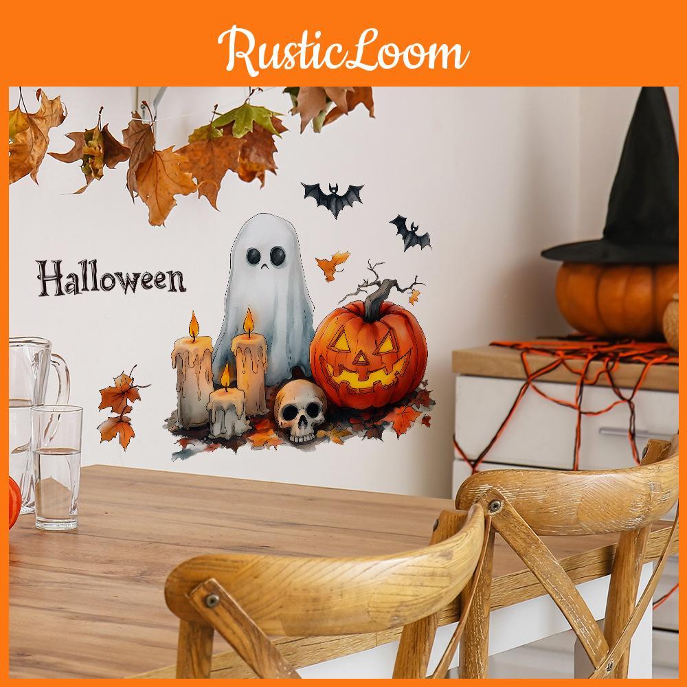 Halloween Ghost Pumpkin Candle Living Room Entrance Home Decor Wall Stickers
