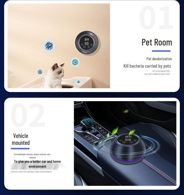 Home Pet Air Purifier & Deodorizer: Sterilizes, Removes Formaldehyde, Emits Ozone & Negative Ions for Bedrooms