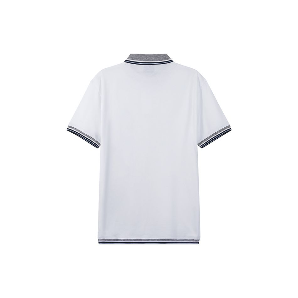 Emporio Armani SS23 Logo Embroidered Striped Trim Short Sleeve Polo Shirt Men tops White 3R1FC0-1JTKZ-0100