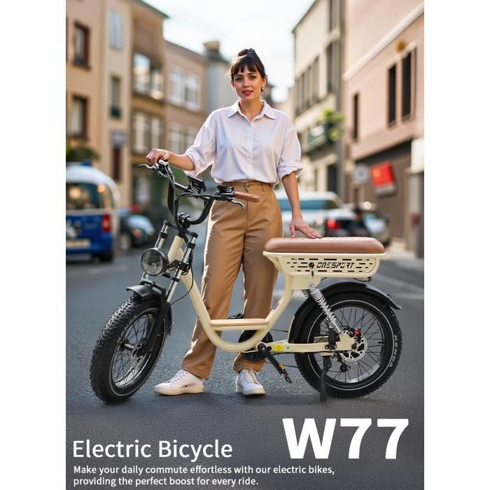 ONESPORT W77 - Vélo Électrique - 20 Pouces - 48 V - Batterie 18 Ah - VTT Électrique Modèle 2025