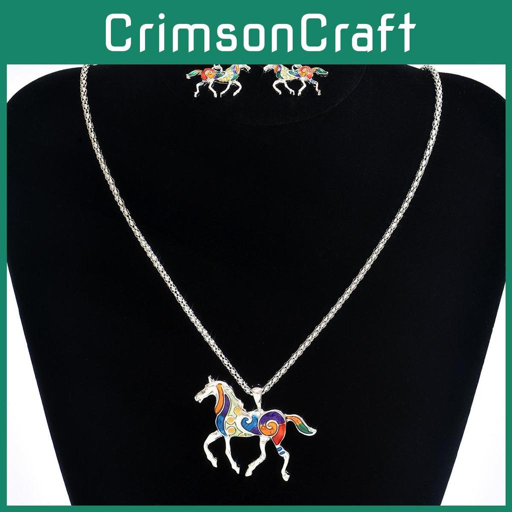 Tierisches Pferdeanhänger-Halskette mit buntem Öltropfen-Design für Damen Sommer-Mode