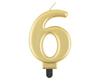 Number 6 Candle, Metallic Gold, 8 Cm