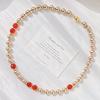 High Quality Maillard Brown Artificial Crystal Pearl Natural Agate Necklace Neck Chain Sweater Chain Women
