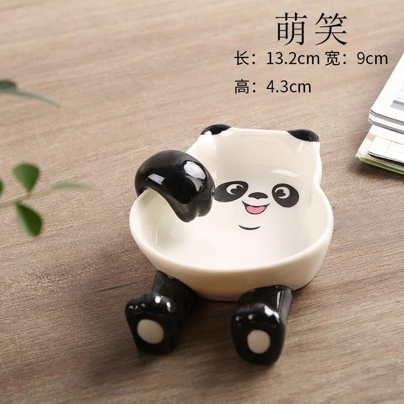 Cute Little Panda Ceramic Seasoning Dish Korean Cartoon Multi-function Chopstick Stand Sauce Dish Small Plate Kitchen Tableware