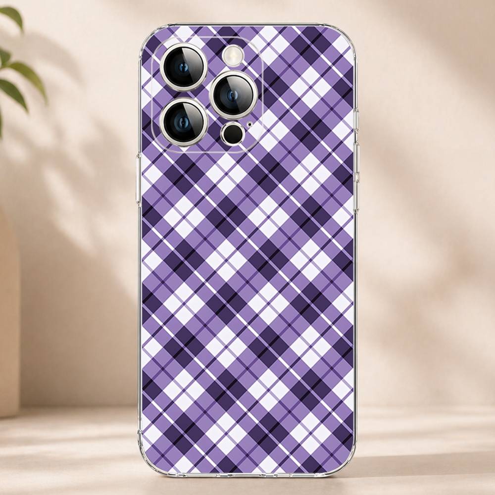 Block Match Plaid Phone Case for iPhone 17 16 Pro Plus Air 16E 15 14 13 12 11 Max Mini Transparent Cover