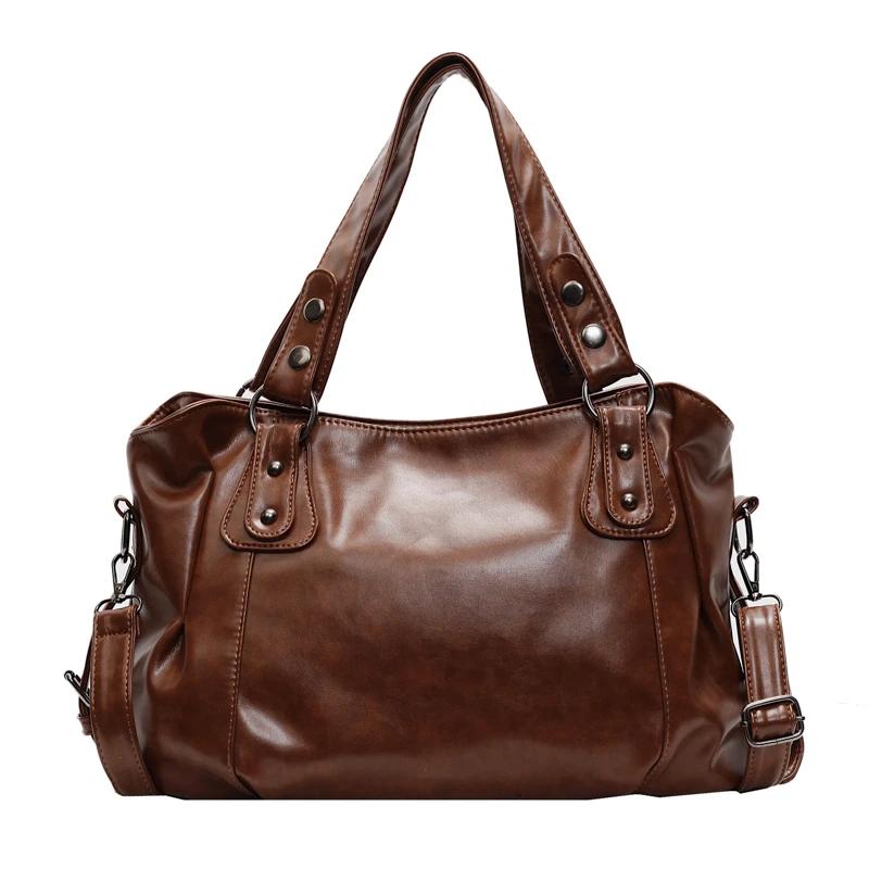 Large Capacity PU Shoulder Bag Rivet Buckle Thread Solid Casual Tote Crossbody Bag 2025 Hot Sale Bags for Women Bolsas Femininas