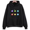 Color-slime Men Hoodie Chest Cute Shiny Jelly Blob Print, Six Pastel Slime Figure Art Graphic, Cozy Fleece Pullover Sweatshirt for Weekend Casual Wear
