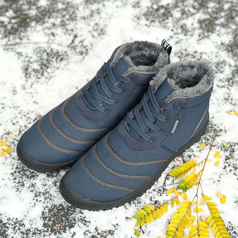 Autumn and Winter Men's Warm Cotton Boots Plus Cotton Goose Down Cotton Shoes Men's Snow Boots Thick Warm Shoes