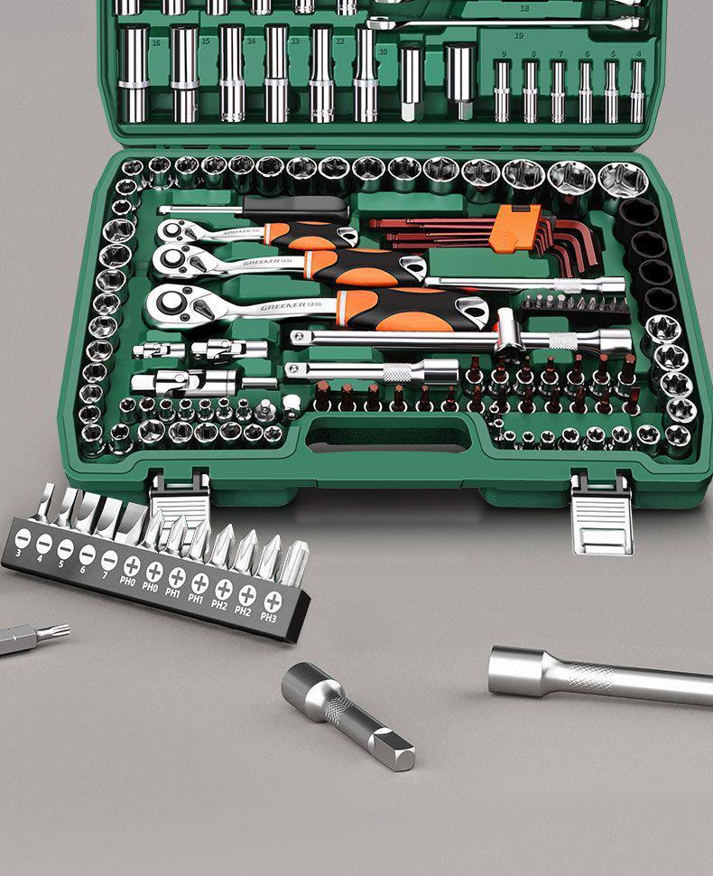 Multifunctional Car Repair Tool Set with Ratchet Socket Wrench