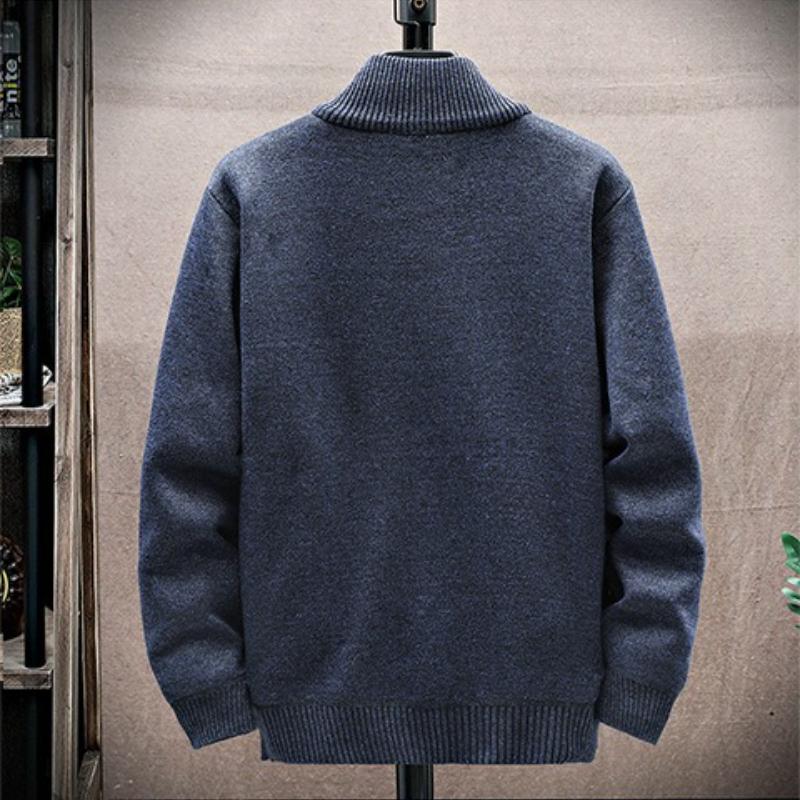 Men's Autumn Winter Cable Knit Zipper Cardigan - Thick Warm Casual Sweater for Men