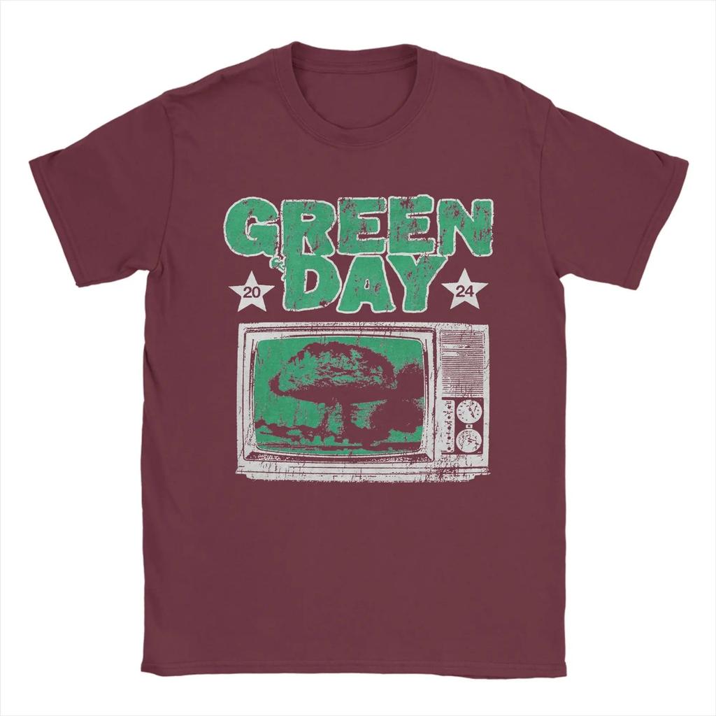 Green Day Band T-Shirts for Men Novelty Cotton Shirt Round Collar Short Sleeve T Shirt Plus Size Short Sleeves Plus Size Loose