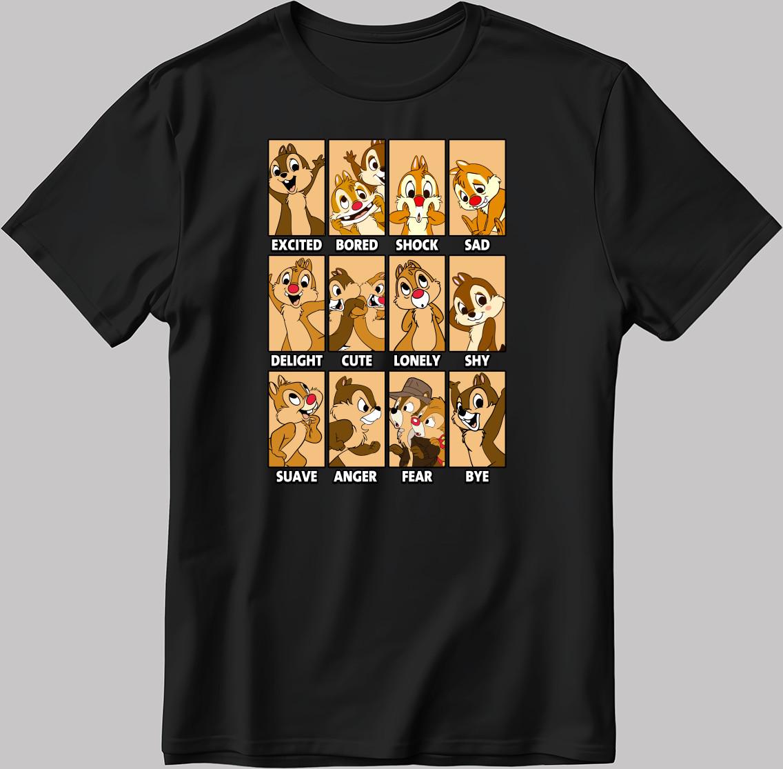 Chip Dale Disney Moods Short Sleeve W/B Men / Women T Shirt C556 3XL