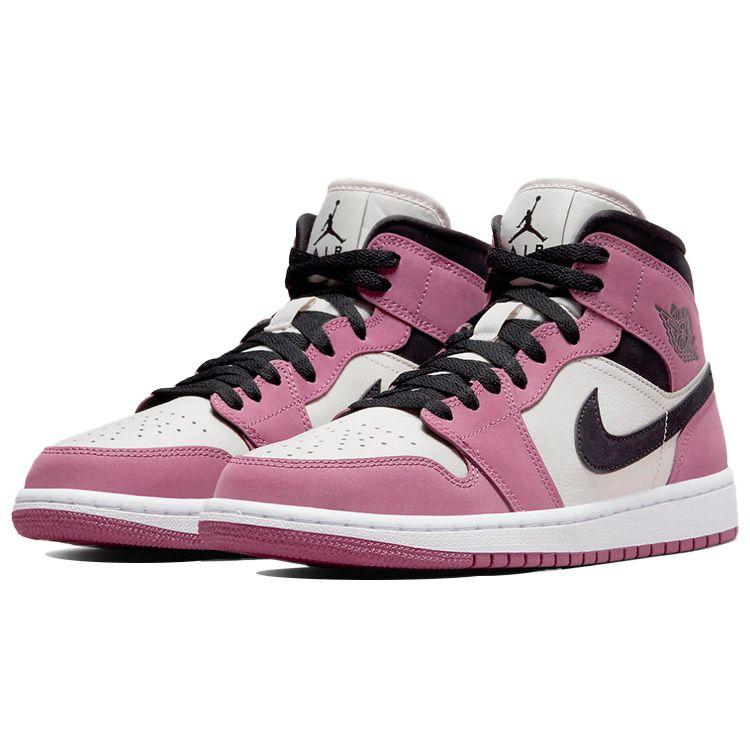 Air Jordan 1 Mid SE Berry Pink Women Sneakers White Light-Mulberry Light-Bone DC7267-500