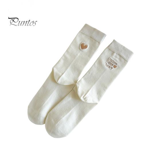 

1 пара зимних носков с вышивкой в виде букв и сердец, средней длины, высокоэластичные, противоскользящие, один размер, подходит всем, однотонные спортивные повседневные носки белый