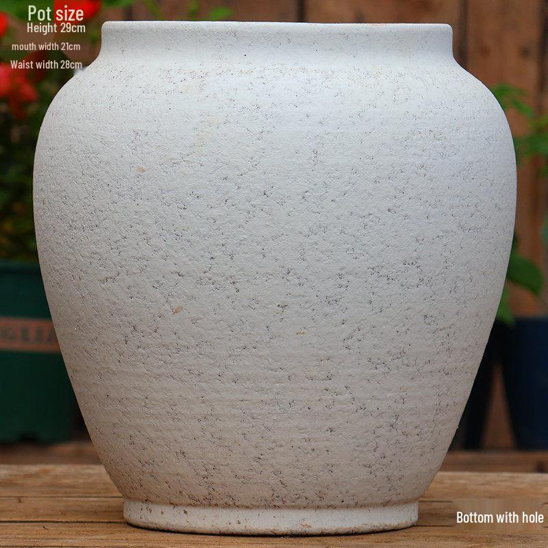 Large Retro Handmade Ceramic Planter for Succulents and Bougainvillea - Aged Coarse Pottery for Hotel and B&B Decor.