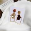 Vintage Geometry Irregular Eardrop Personality Asymmetry Dripping Oil Earrings for Women Fashion Daily Commuting Jewelry Gifts
