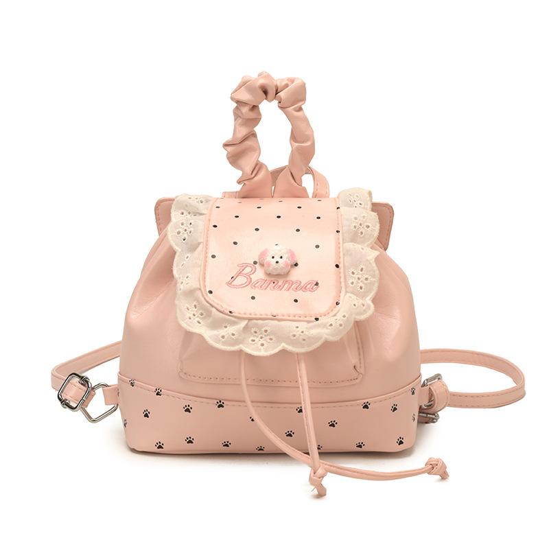 Schoolbag1011 new cute polka dot lace backpack women's trend fashion simple bow commuting small backpack