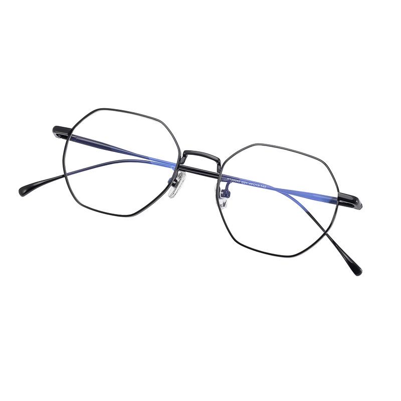 Ultra-light Pure Titanium Women s Polygonal Eyeglass Frames with Trendy Design and Anti-Blue Light Lenses.