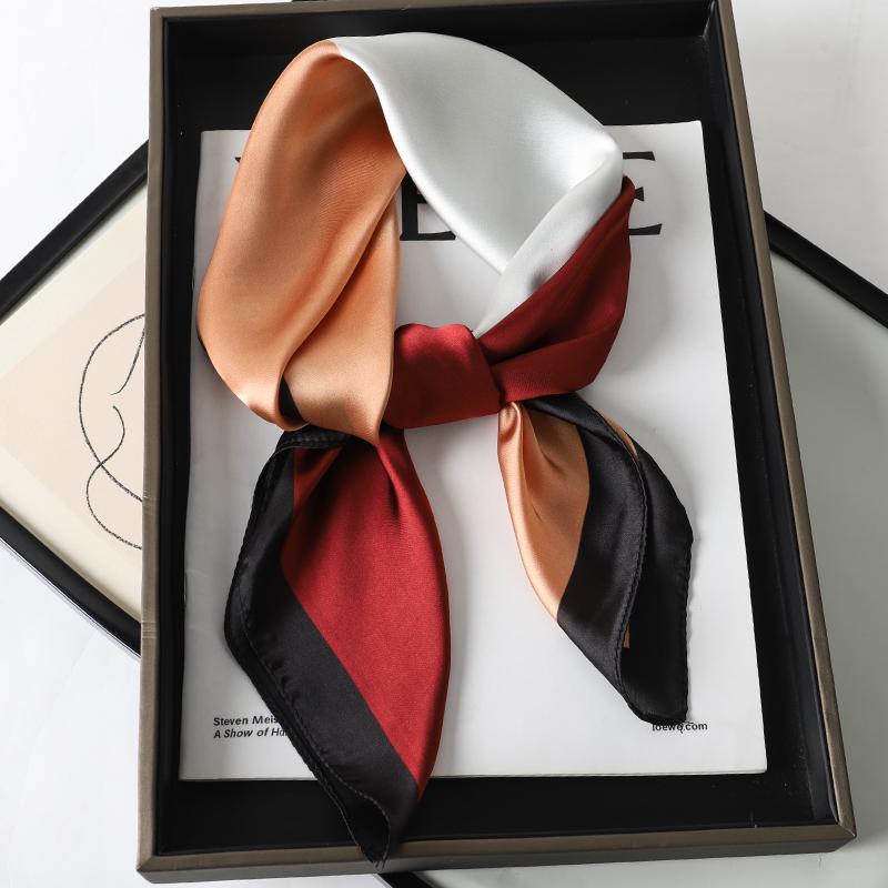 70*70CM Fashion Silk Square Scarf Women Satin Shawl Wrap Hijab Female Hair Band Luxury Ladies Print Design Headband Scarves