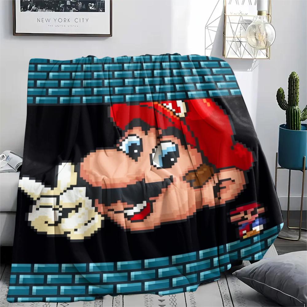 Mario Chibi Head Blanket, Mario Fan Soft Throw, Ideal Gift.chl 75X95CM