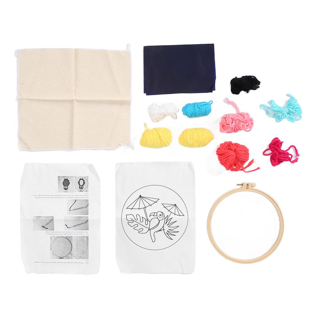 Punch Needle Kit DIY Making Cartoon Parrot Pattern Embroidery Starter Kits for Decoration