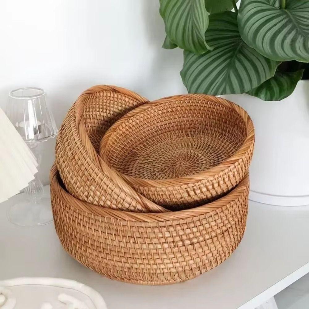 Handmade Imitation Rattan Woven Baskets Large Capacity Wicker Storage Baskets Office