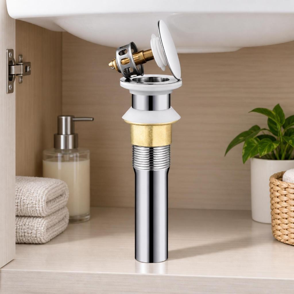 Overflow Basin Drain Stopper PushOperated Washroom Sink with Threaded Body Simple to Install