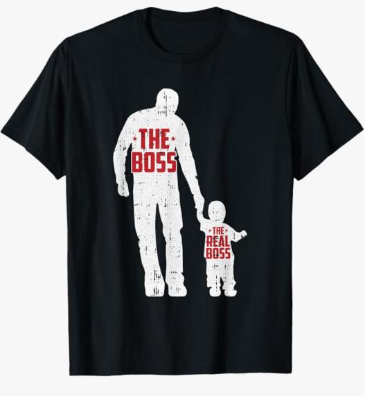 The Boss The Real Boss Fathers Day Dad Son Daughter Matching T- Unisex T-Shirt S