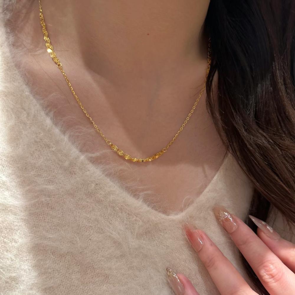

Elegant Gold Waterfall Necklace Women Luxury Minimalist Multi Layer Tassel Choker Retro Shining Collarbone Chain