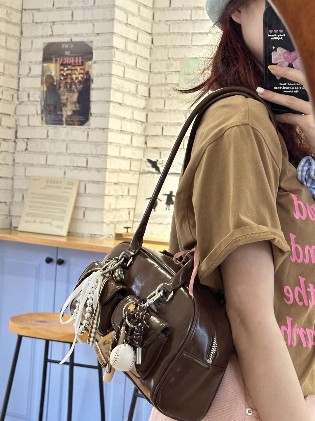 Korean blogger bowling bag Boston tote armpit bag 2026 new trendy fashion large capacity shoulder bag women