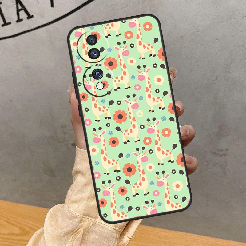 Cute Cartoon Giraffe Case For Honor Magic 7 Pro 5 6 Lite Cover For Honor 90 70 50 400 200 X9 X8a X8b X9a X9b X9c