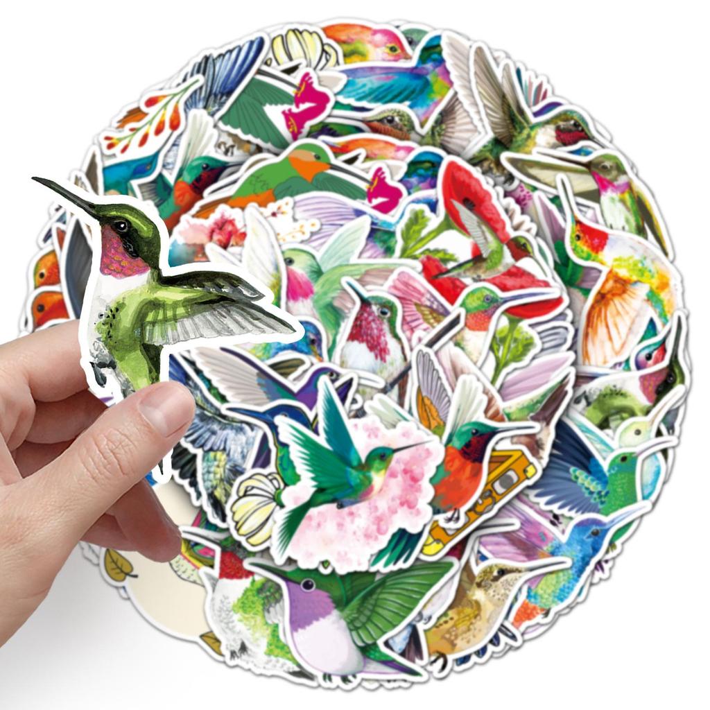 50 Hummingbird Cartoon Stickers - Colorful & Waterproof for Tablets, Thermoses, Notebooks