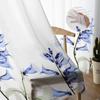 3D Flower Blue Flower Sheer Curtains for Living Room Bedroom Kids Room Tulle Window Treatment Drapes