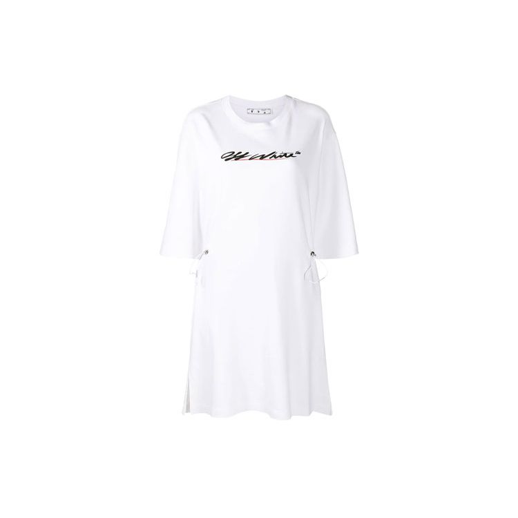 

Off-White Новое платье-кулиска с логотипом Script Белое/Черное Женские платья OWDB222R21JER0010110 XS