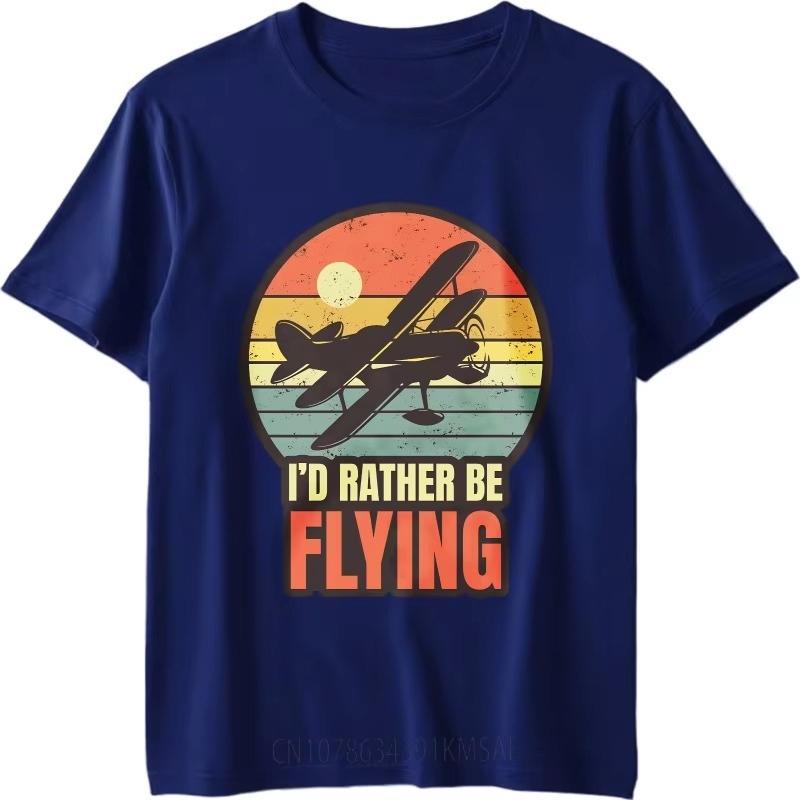 

Fashion Tshirt Printed Unisex Oneck Tshirt Big Size Vintage Plane Sunset Id Rather Be Flying Men Tees Minimalist Teeshirt 4XL