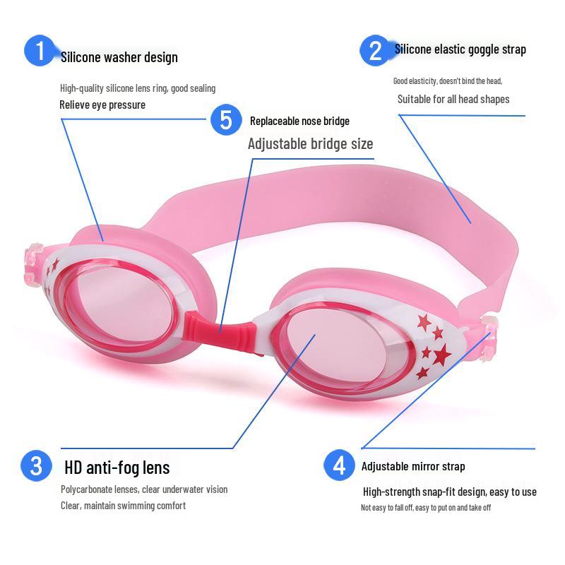 Children's Starfish Frame High-Definition Waterproof Swim Goggles, Boxed for Boys and Girls