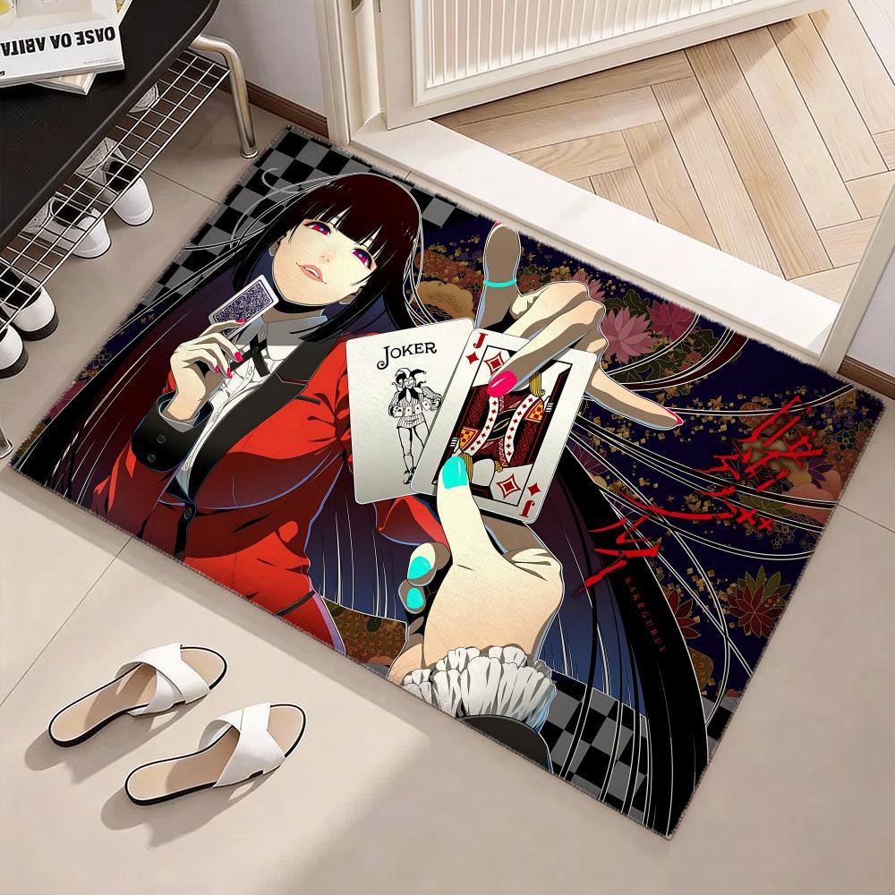 Thrilling Gambling Anime K-Kakeguruis Floor Mat Soft Thickened Flannel Door Mat Non-Slip Living Room Rug Home Decor