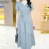 Women Casual V-Neck Summer Short Sleeve Dress