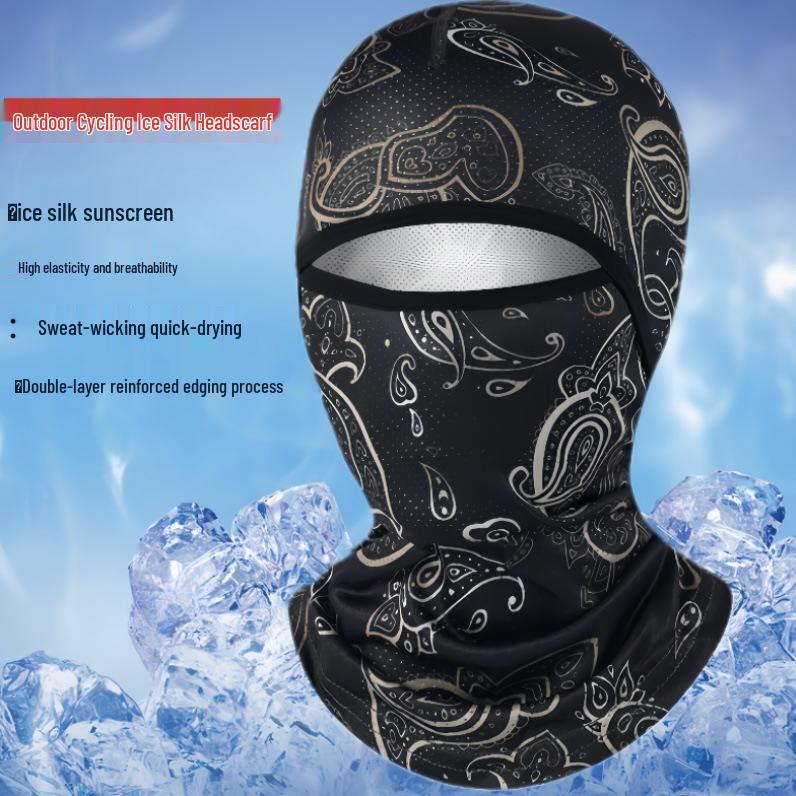 Men's Summer Ice Silk Headwear: Cycling, Fishing, Sun Protection Scarf, Welder Mask, Neck Protector, Helmet Liner