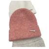 Fashion Pearl Decorative Wool Blended Wool Hat Women's Autumn and Winter Warm Simple Vertical Striped Knitted Cold Hat