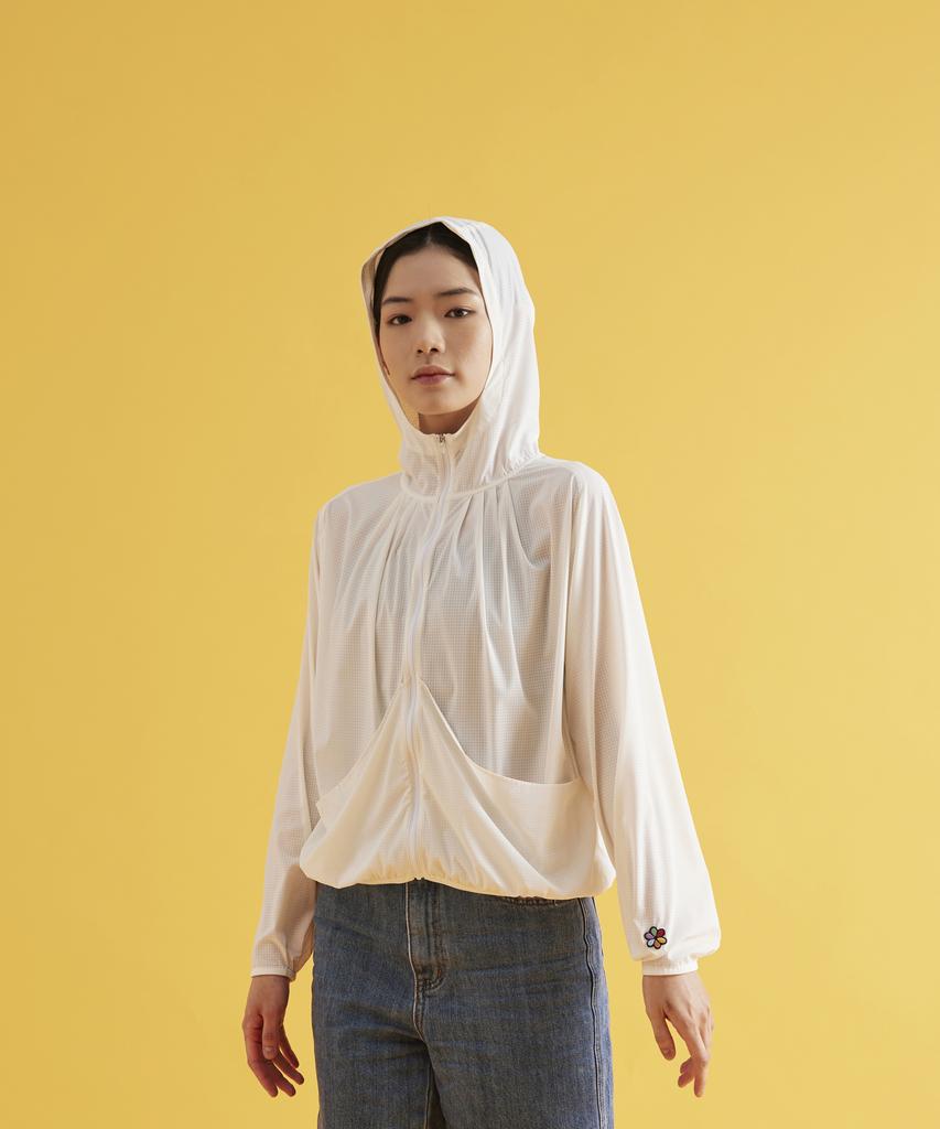 Owura Air Dot Zip-Up Hoodie_Light Cream