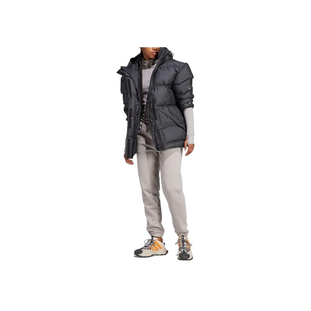 Adidas Solid Color Casual Hooded Down Jacket Women Outerwear Black IN2820