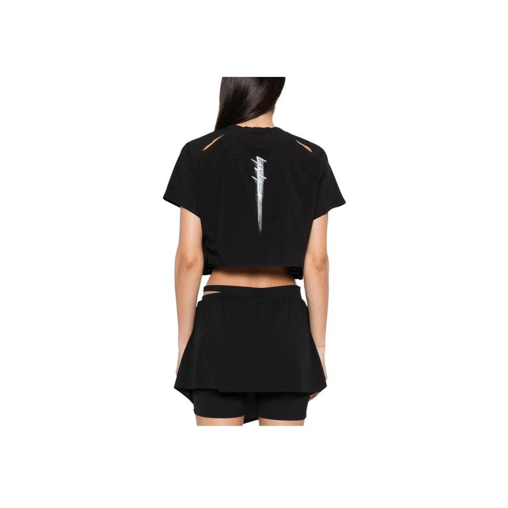 Y-3 Logo Print Crew Neck Short Sleeve T-Shirt Women Tops Black IR7096