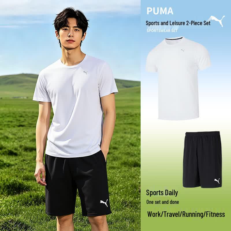 PUMA Men s Short Sleeve  Shorts Running Sportswear Set XXL