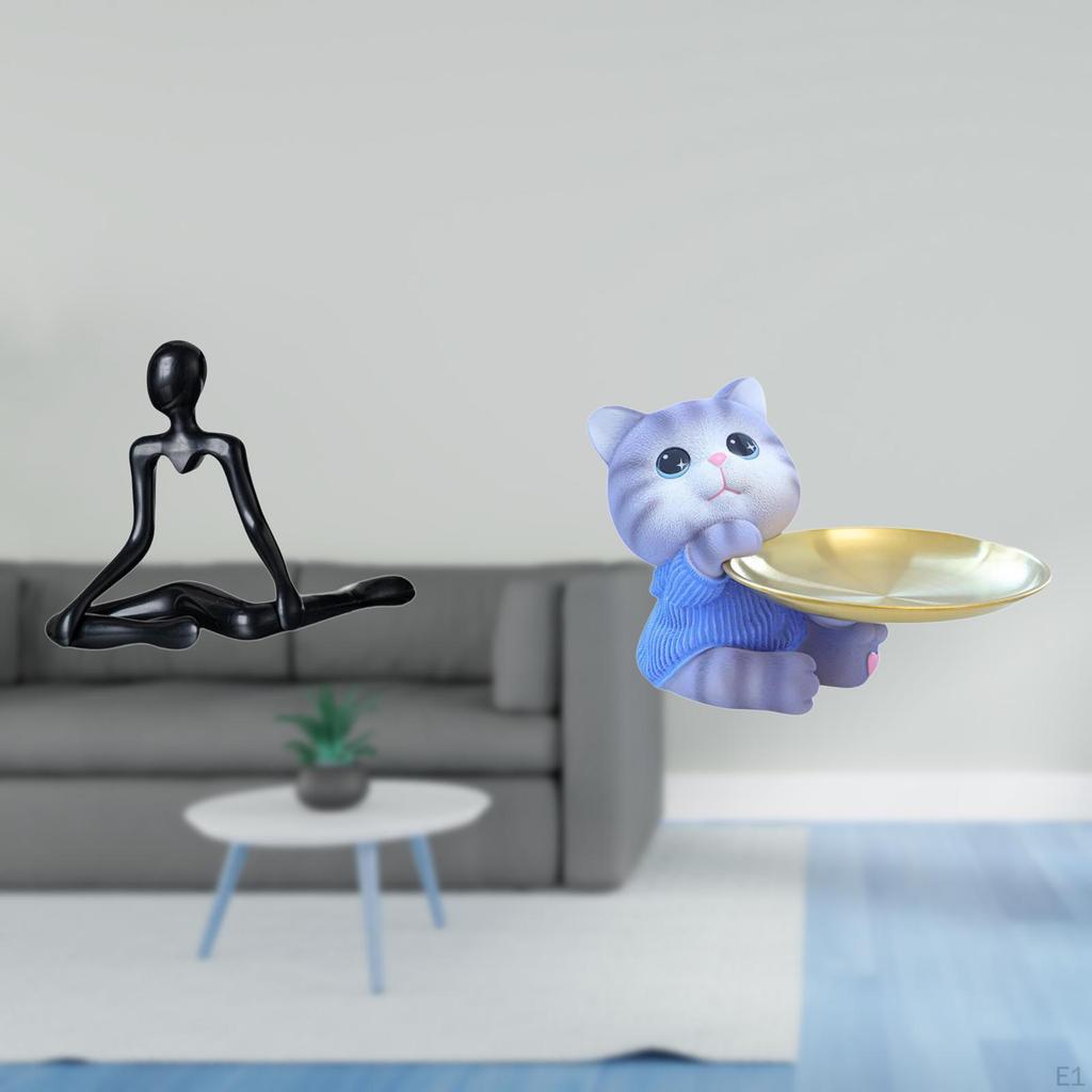 Creative Abstract Cat Thinker Statue Decorative Figurine Modern Resin Sculpture Unique Desktop