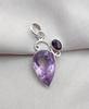 Amethyst Garnet Pendant: Teardrop Sterling Silver Gemstone Jewelry