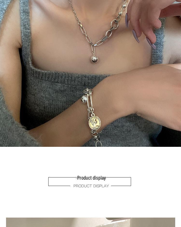 S925 Silver Retro Circle Necklace – Women's Elegant Clavicle Chain, Light Luxury Trendy Sweater Accessory