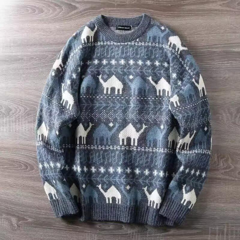 Autunno e Inverno Nuovo Maglione Versatile con Lacci Monocolore Stile Coreano Maglione Largo Cappotto da Uomo Cappotto