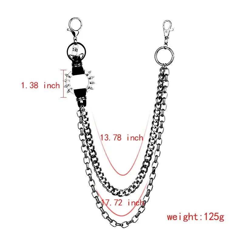 Punk Waist Chains Rock Hip Hop Spiked Pant Trouser Chain Pendant Retro Cool Metal Punk Rock Belts Apparel Handbag Decoration